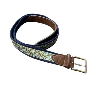 Tommy Bahama Mens Golf Ball Tee Print Web Belt Navy Brown Size L 38-40 JACJ